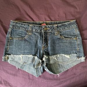 low rise denim cut off shorts